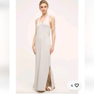 Anthropologie Light Gray Halter Maxi Dress